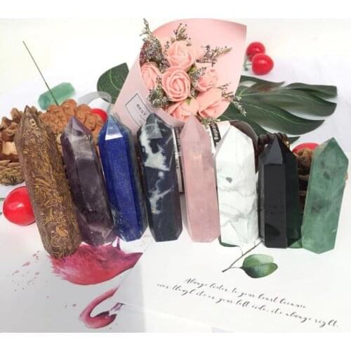 8pcs nice natural mineral Crystal gemstone point meditation reiki chakra healing crystal stone wand wholesale for home decor