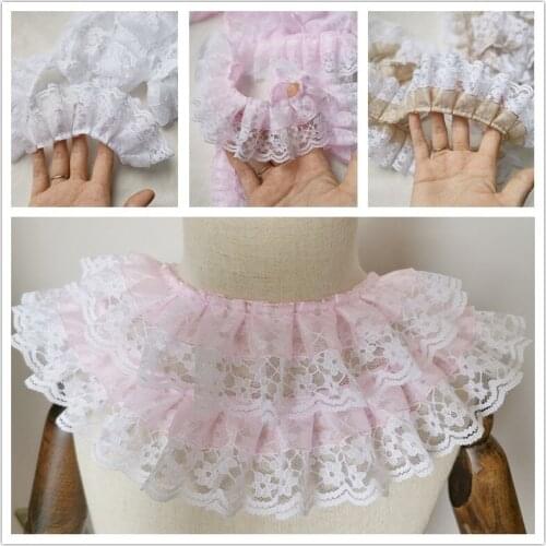 8Yards Pink Pleated Lace Trim Bubble Skirt Ruffle Lace Ribbon Gauze Lace Fabric Accessories Garden Lolita Dress Decortion Edge
