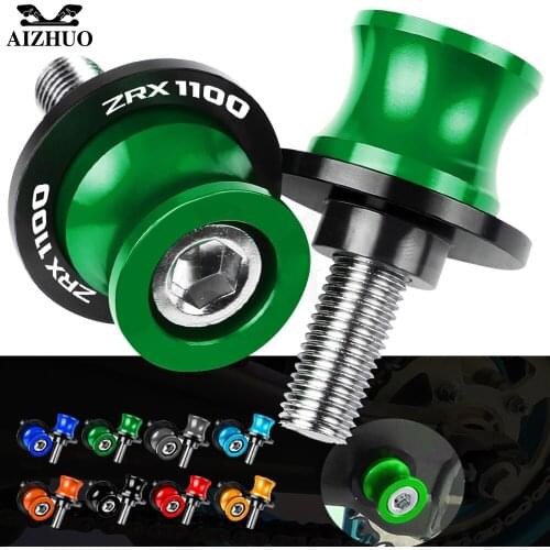 Motorcycle Accessories FOR KAWASAKI ZRX1100 ZRX 1100 1997-2000 1999 CNC Aluminum Swingarm Slider Spools 10MM Stand Screws LOGO