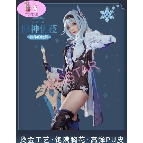 Anime! Genshin Impact EuLa Spray Knight HaRaHaRa Game Suit Lovely Uniform Cosplay Costume Halloween Party Outfit Women 2021 NEW