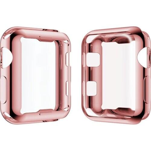 38mm 42mm for Apple Watch Pink Full Protective TPU Case For i-Watch Series 2 3 Plating TPU Cover Watch Protector Cases