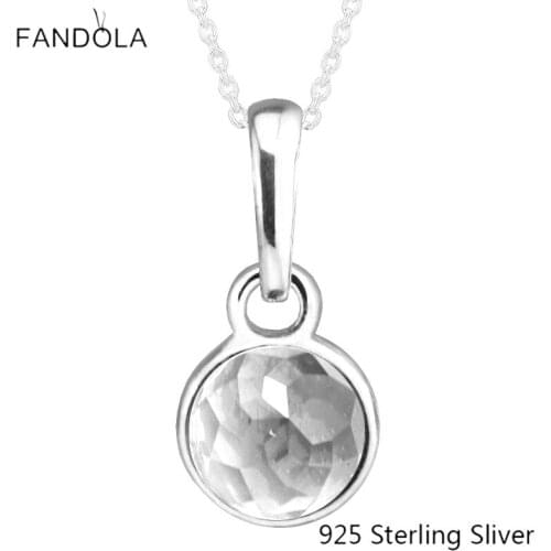 CKK 925 Sterling Silver April Droplet, Rock Crystal Charms Original Beads Jewelry Fits For Bracelets & Bangle