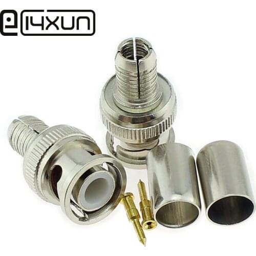 EClyxun 1pcs BNC Male Plug Q9 Crimp RG58 RG142 RG223 RG400 LMR195 75-5 RF Connector with Gold plated needle