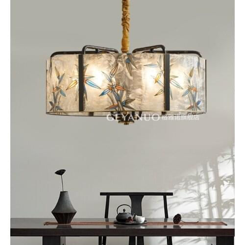 Enamel Chinese style chandelier Modern new Chinese villa living room designer creative personality all copper lamp