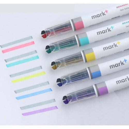 JIANWU 1pc JAPAN KOKUYO beetle two-color fluorescence pen Creative cute Fluorescent pen kawaii marker pen School supplies
