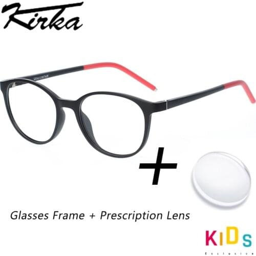 Finished Kids Glasses TR90 Children Eyeglasses Flexible Prescription Glasses Round Graduated Glasses For Boys Black Eyewear