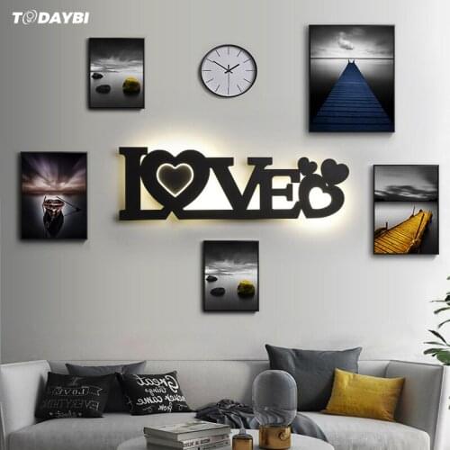 Nordic Ins Creative Metal Home Family Love LED Wall Lamp For Children Bedroom Living Room Art Design Home Deco Loft Sconce Light