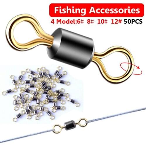 40%HOT50Pcs Stainless Steel 8 Shape Fish Barrel Bearing Rolling Swivel Ring Connector