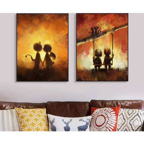 Little Angel and Devil Cartoon Living Room Bedroom Decoration Poster Painting Baby Room Decor Canvas Wall Art Posters and Prints