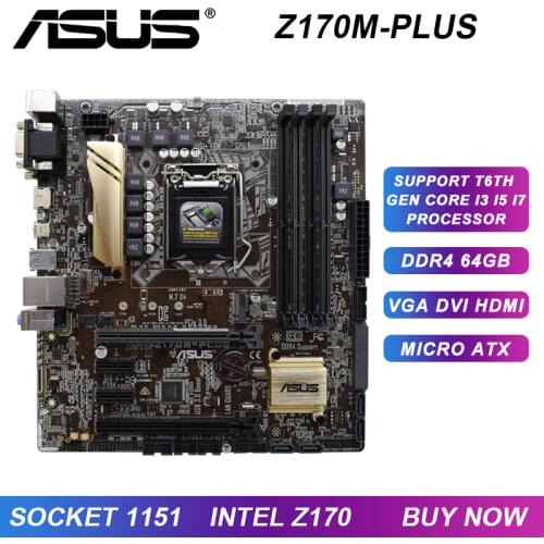 ASUS Z170M-PLUS Micro ATX DDR4 motherboards LGA 1151 Z170 USB 3.0 CPU Core i5 6600k Used Mainboard