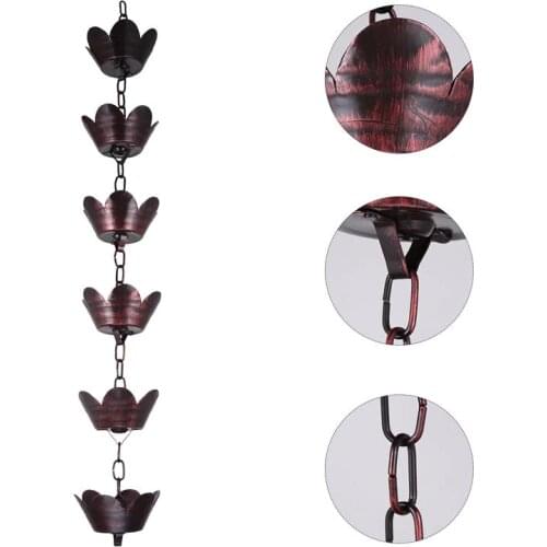 1m Metal Rain Chain Petal Shape Cups Rain Catcher For Gutter Metal Drainage Rain Downwater Rain Chain Rain Gutter Downspout
