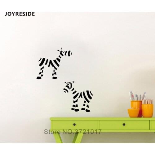 JOYRESIDE Zebras Wall Funny Cartoon Animal Horse Decal Vinyl Sticker Decor Kids Children Bedroom Living Room Design Mural A245