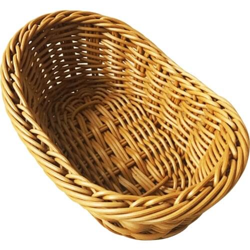 Oval Curved Rattan Wicker Woven Serving Baskets for Bread Fruit Vegetables Restaurant Serving Tabletop Display Baskets E7