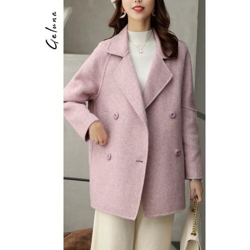 2021 new tweed coat womens autumn and winter clothes small short zero cashmere double-sided tweed coat womens shape is