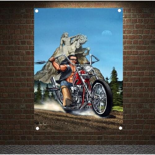 Motorcycle Rider Movie Posters Decorative Banners Wall Art Flags Canvas Painting Bar Cafe Home Decor Tapestry Wall Hanging Mural