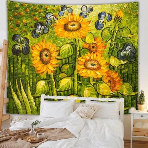 Sunflower Tapestry Psychedelic Floral Tapestry Cartoon Wall Hanging Decor for Home Office Living Room Bedroom New