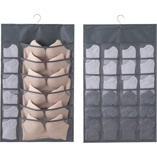 Hanging Underwear Organizer Clothes Non-woven Closet Storage Folding Bag Socks Door Double-sided Wardrobe Organizer