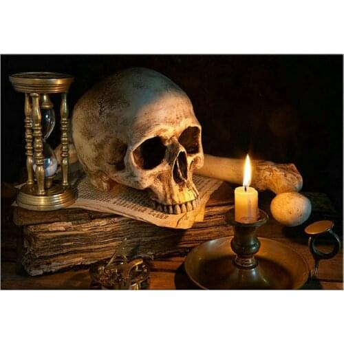 Full square / round scenery 5d diamond painting skull candle cross stitch diamond mosaic crafts diamond art decoration