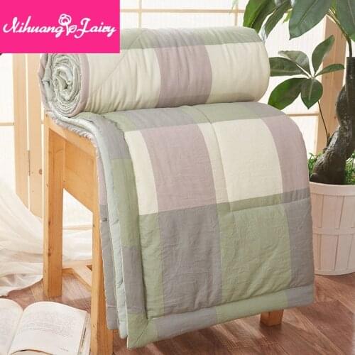 Washed cotton summer quilt, air-conditioning quilt, double machine washable thin quilt, childrens single dormitory summer quilt