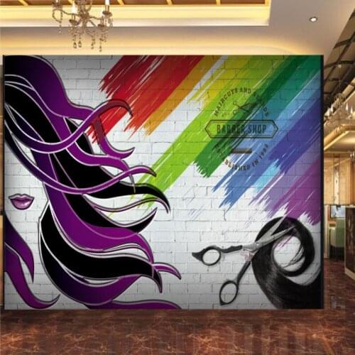 Drop Shipping Photo Wallpaper Barber Shop 3D Stereo Wallpaper High Quality Brick Wall Mural Custom Hair Salon Wallpaper
