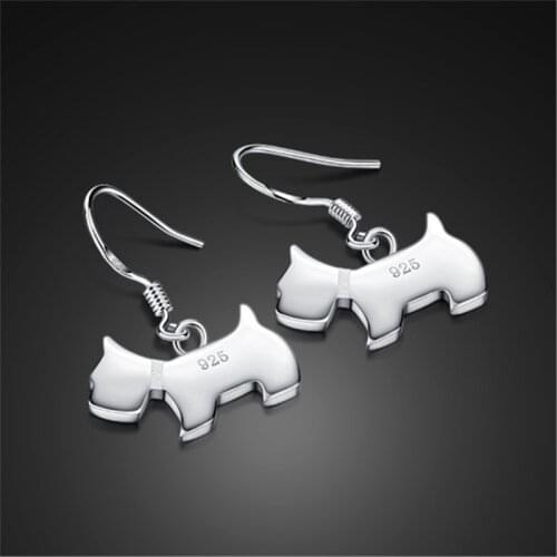 Pure Silver Earrings For Woman Dog Dangle Earing Brincos Femme Pendientes Mujer Trendy Brand Jewelry Acessories Party Gifts
