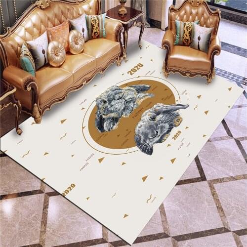 Grey Rabbit Rug 3D Print Rectangle Carpet Outdoor Rug White Background Floor Mat Home Textile Carpets Cartoon Floor Carpet