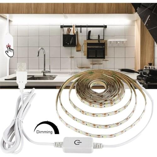 DC5V USB LED Strip 2835 Dimmable Touch Switch Backlight TV Kitchen Strip Flexible LED Tape Ribbon Under Cabinet Light Night Lamp