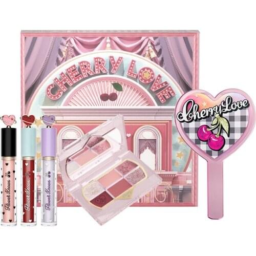 TT Flower Knows Cherry Water Light Lip Lacquer Eye Shadow Makeup Set Holiday Gift