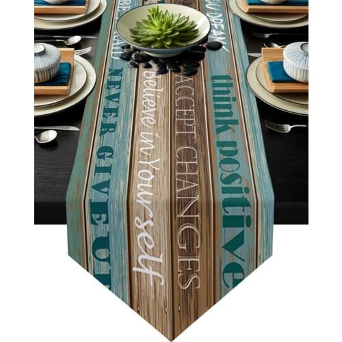 Follow You Dreams Vintage Old Wooden Board Table Runner Table Art Home Party Country Wedding Decoration Tablecloth Table Runners