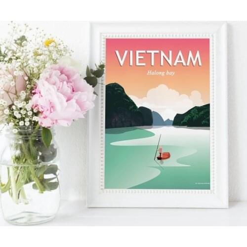 Vietnam Halong Bay Vintage Poster Canvas Painting Travel Scenery Tourism Art Painting Wall Picture Home Decor Traveler Gift