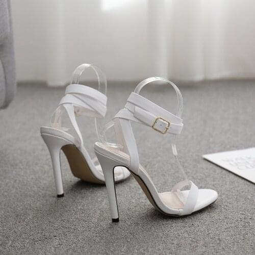 Women summer sandals sexy high heels cross-strap shoes ladies sandals open toe gladiator shoes party pumps white size 10