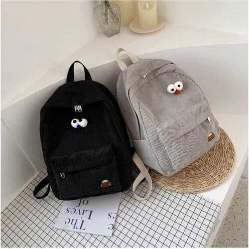 Backpack Female Corduroy Design School Backpack For Teenage Women 2021 Waterproof Nylon Multi Pocket Travel Backpacks