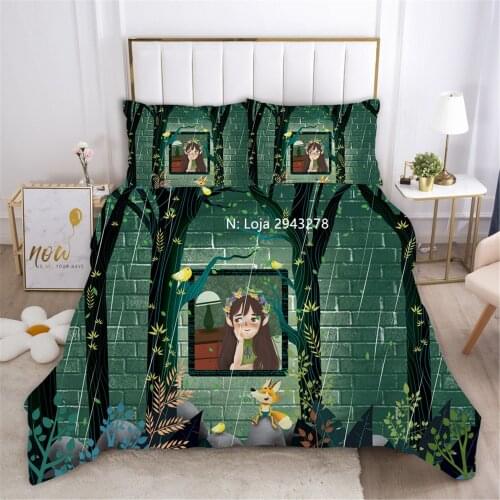 Home Textile Cartoon Forest Girl Pattern 3D-printed Bedding Duvet Quilt Cover Pillowcase Girls Bedroom Decoration Color Printing