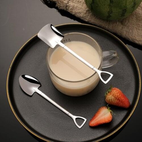 1 piece stainless steel shovel coffee spoon teaspoon kitchen gadget accessories silver gold dessert fruit spoon Christmas gift