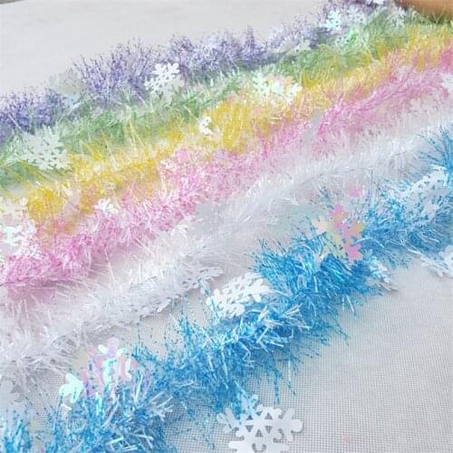 5pcs Christmas Tree Tinsel Garland Bar Shiny Ribbon Garland Xmas Tree Ornaments Snowflake Gold Cane Tinsel Party Decoration