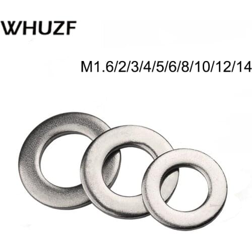 100pcs M1.6 M2 M2.5 M3 M3.5 M4 M5 M6 M8 304 Stainless Steel Flat Washer Plain Washer Flat gaskets
