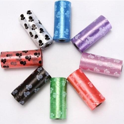 15 Bags Per Roll PE Dog Poop Bags Paw Print Pets Dogs Accessories for Dogs Cats Mascotas Products bolsas caca perro undefined
