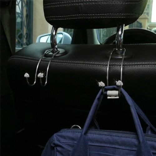 2pcs Universal Car Headrest Back Seat Heart-shaped Stainless Steel Hook Seat Hanger Vehicle Organizer Holder For Handbags Coats