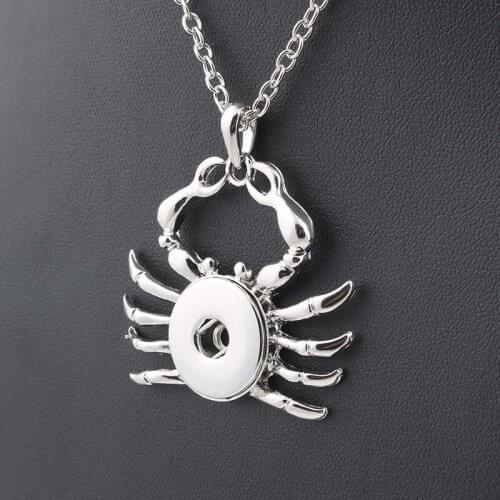 2017 New Fashion Beauty pendant Crab Shape Snap necklace fit DIY 18MM snap buttons jewlery wholesale women ZG056