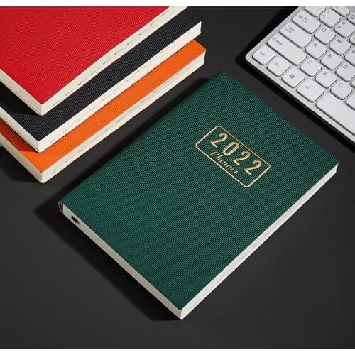 2022 Planner English Schedule 365 Days Planner A5 Notebook Leather Cover Diary Notepad Stationary School Office Accessories