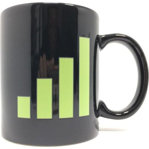 330ML Phone Signal Color Changing Ceramic Mug / Heat Sensitive Beverage Cup