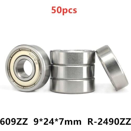 50pcs miniature bearing 609ZZ 9*24*7 mm R-2490ZZ deep groove ball bearings 609 -2Z 609Z 9mmx24mmx7mm