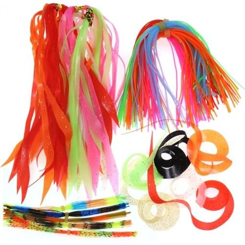 50pcs Luminous Silicone Streamer for Spinnerbait Buzzbait Rubber Jig Lures Squid Skirts Red Orange Green Pink White Gold Blue