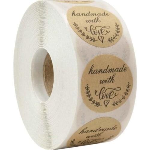 500pcs Kraft Handmade With Love Sticker Thank You Seal Label Baking Scrapbooking