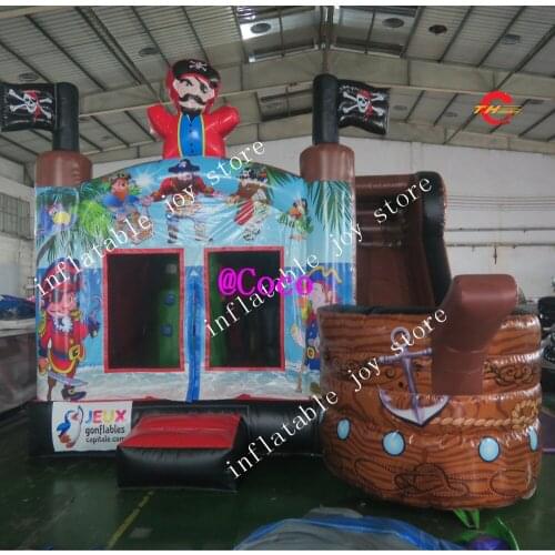 Free air ship to door,5x4m new inflatable pirate ship bouncy castle,kids inflatable pirate ship bouncer house combo slide