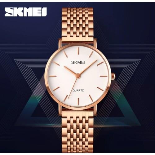 Fashion Women Rose Gold Watch Luxury Quartz Watch Stainless Steel Bracelet Ladies Dress Wristwatch Brand SKMEI Womens Watches