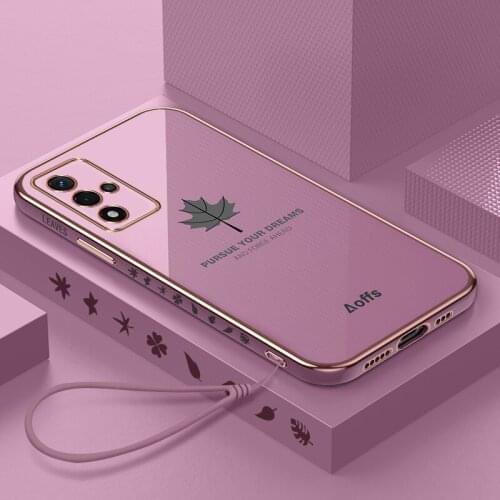 Leaf Silicone Square Soft Rope Phone Case For Xiaomi Redmi Note 10 5G 9S 8 9 Pro MAX 9 9A 9T K20 K30 K40 11 Luxury Lanyard Cover