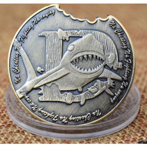 Environmental Protection Paint Metal Commemorative Coin Shark Relief Crafts Collectibles Home Decoration Challenge Coin