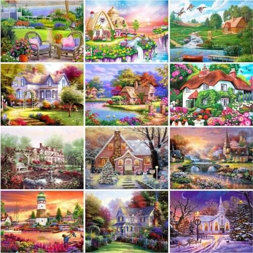 EverShine 5D Diamond Painting House Cross Stitch Diamond Embroidery Sale Rhinestones Art Bead Picture Kits Decoration Home