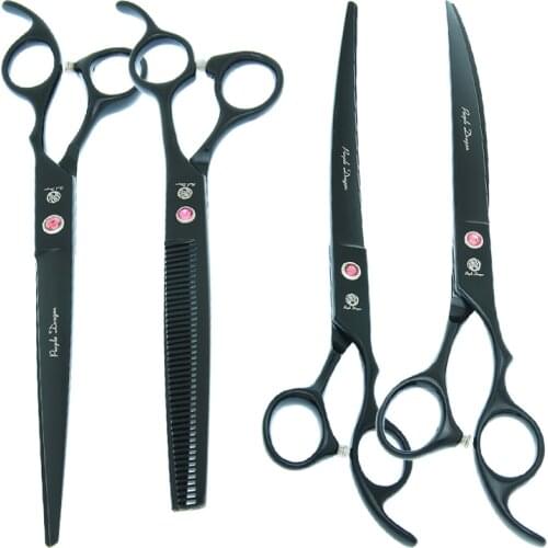 Purple Dragon 8.0" Dog Grooming Scissors High Quality Japanese Steel Pet Straight Curved Cutting Shears Thinning Clippers B0053B